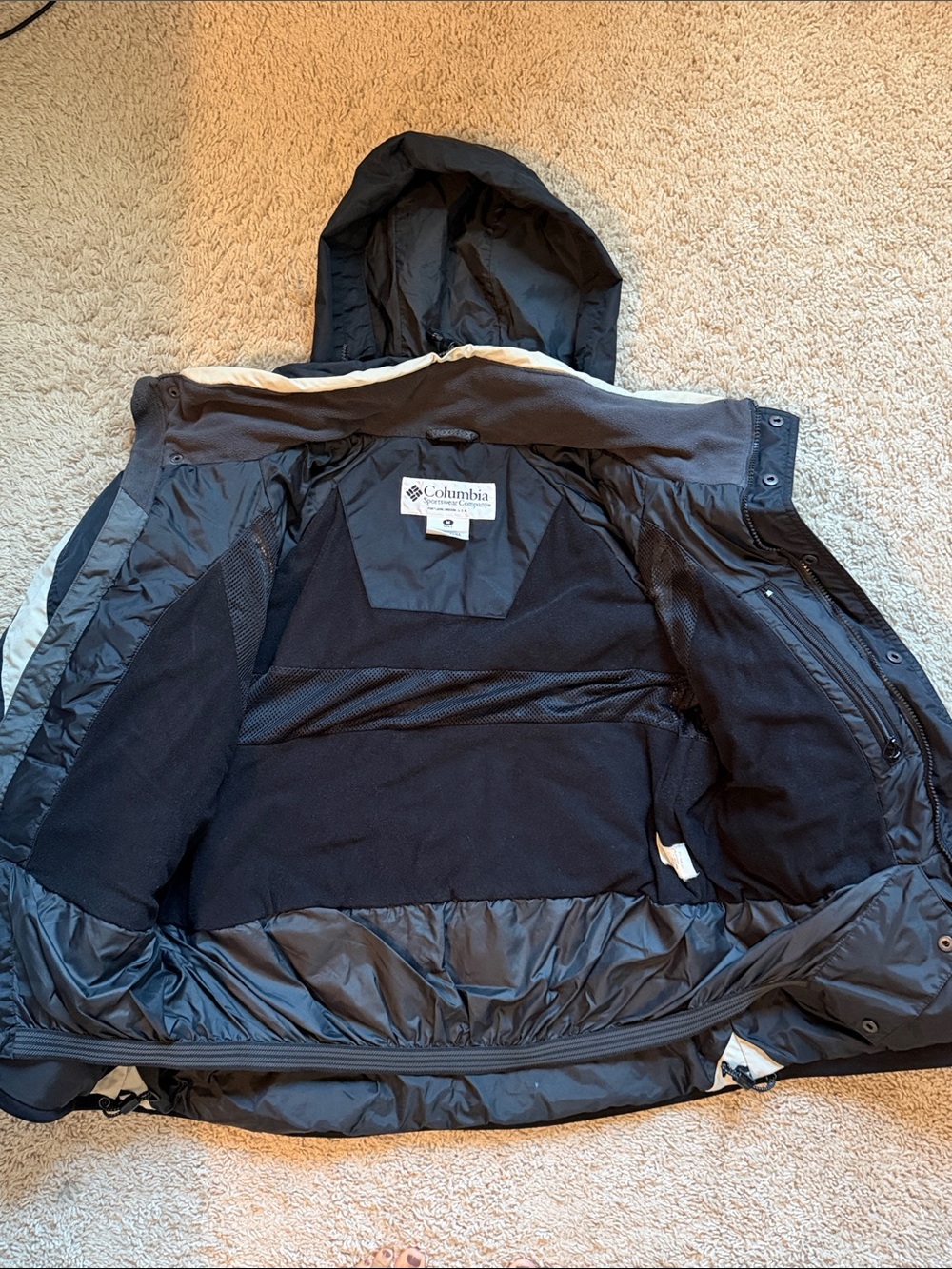 Columbia Men’s Navy & Cream Hooded Ski Jacket - Picture 4 of 5
